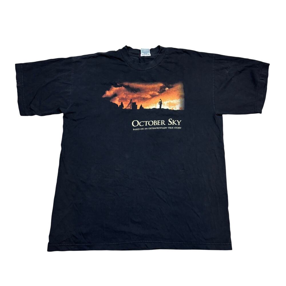 Vintage 90s October Sky Movie Promo T Shirt Men's XL Jake Gyllenhaal Laura Dern